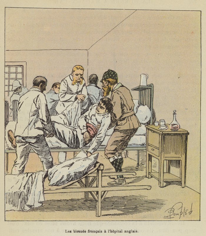 Franskmennene såret på det engelske sykehuset av after Louis Charles Bombled