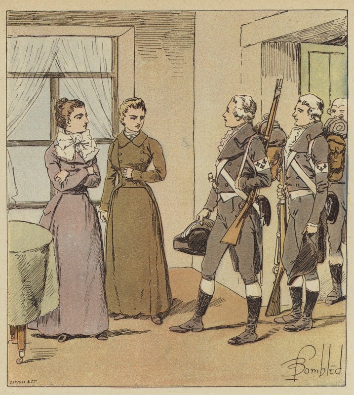 De unge jentene i Verdun og soldatene fra Condes hær av after Louis Charles Bombled
