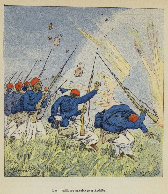 Katapulterne i Andriba av after Louis Charles Bombled