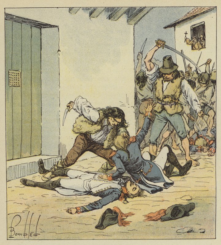 Massakren på franskmennene i Verona av after Louis Charles Bombled