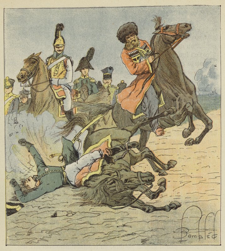 Moreaus død i Dresden, 1813, 26. august av after Louis Charles Bombled