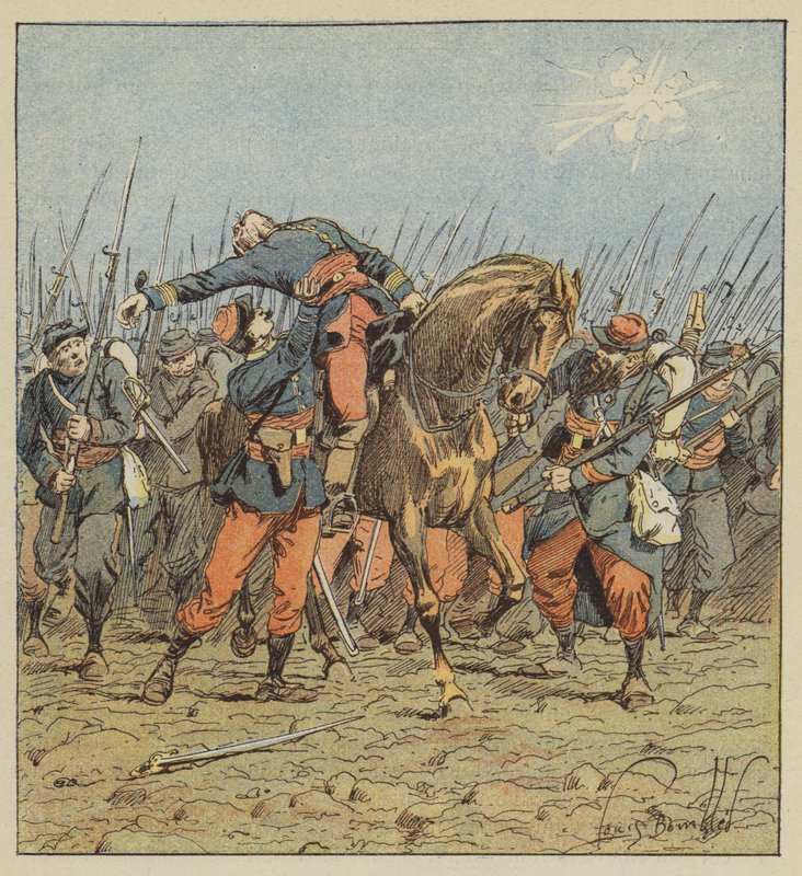 Oberst de Fonlongues død av after Louis Charles Bombled
