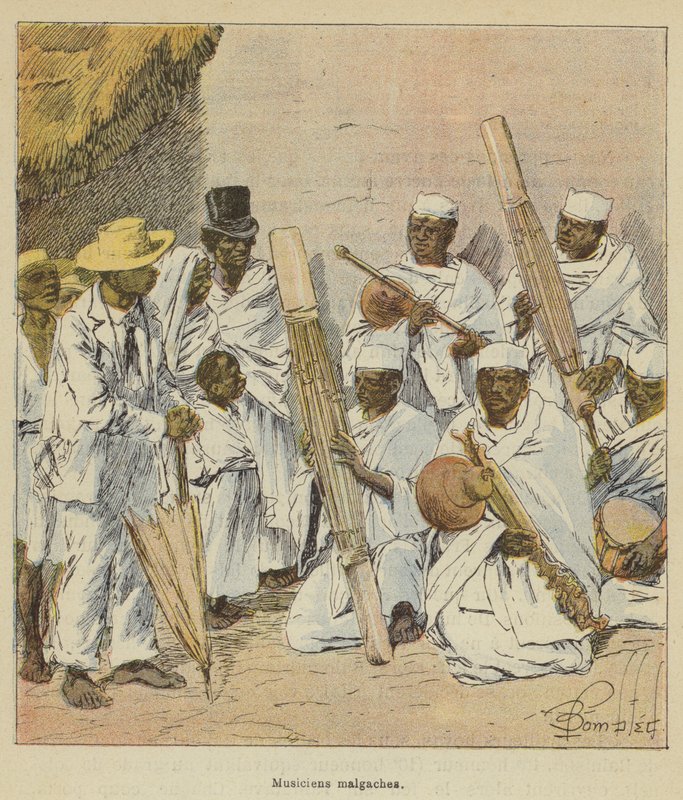 madagaskiske musikere av after Louis Charles Bombled