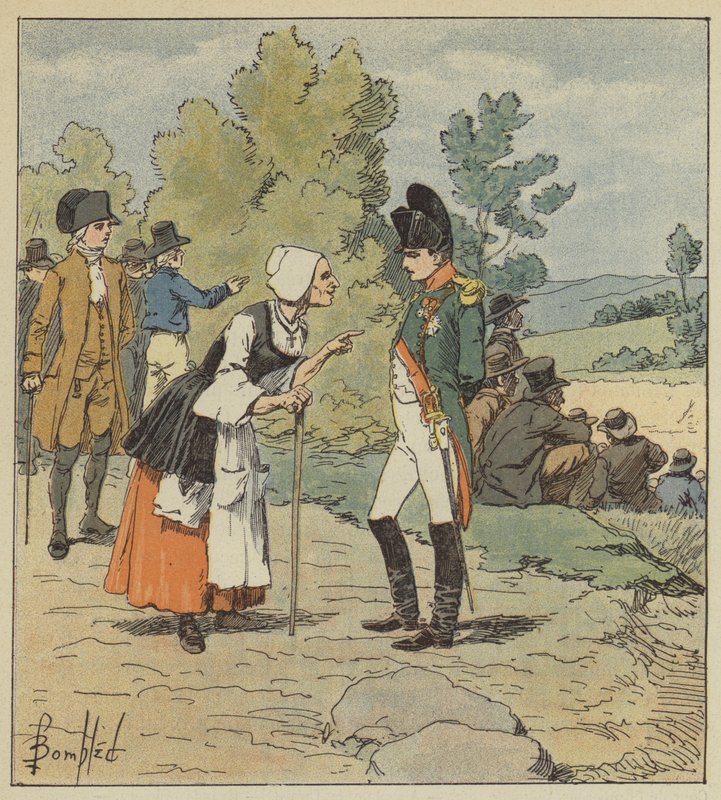 Napoleon snakker med en gammel kvinne fra Tarare av after Louis Charles Bombled
