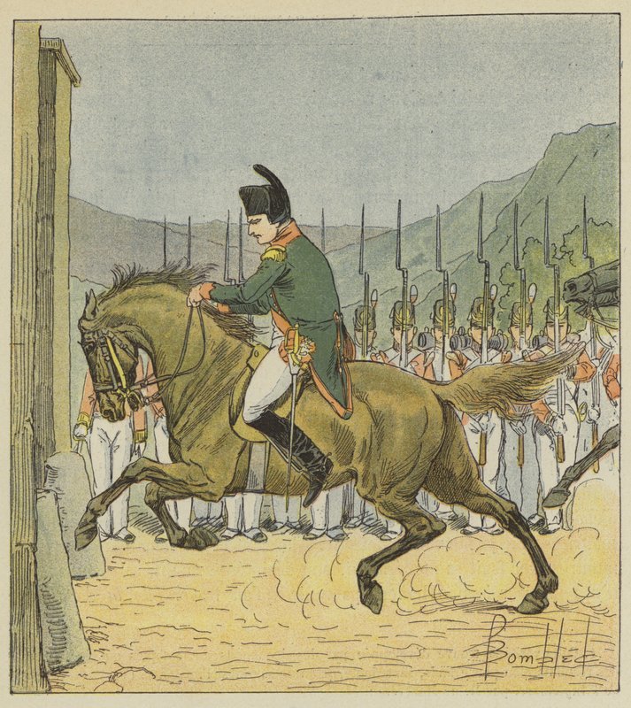 Napoleon tvinger hesten sin til å gå inn i Longwod av after Louis Charles Bombled