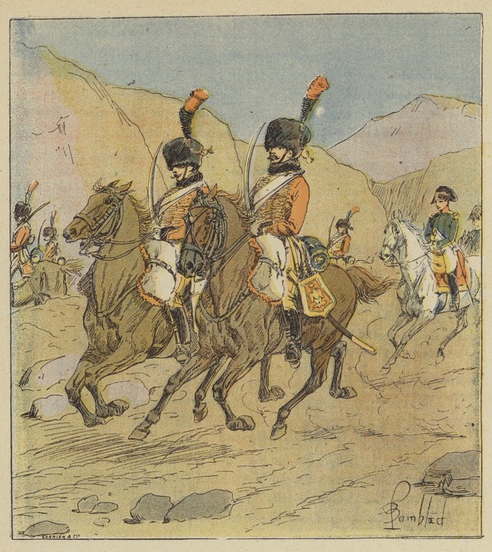 Napoleon forlater Spania uventet av after Louis Charles Bombled