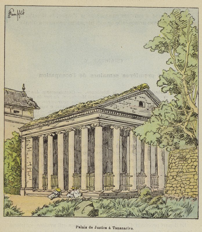 Justispalasset i Tananarive av after Louis Charles Bombled