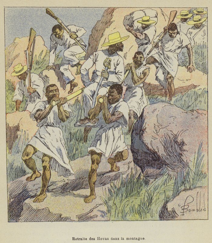 Retreat av Hovas i fjellet av after Louis Charles Bombled