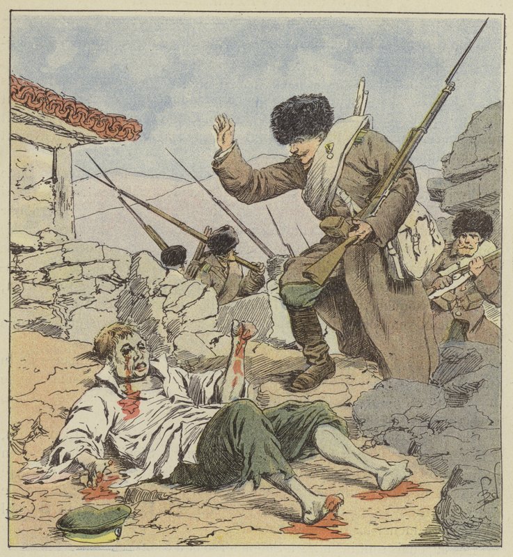 lemlestet russisk soldat etter kampen av after Louis Charles Bombled