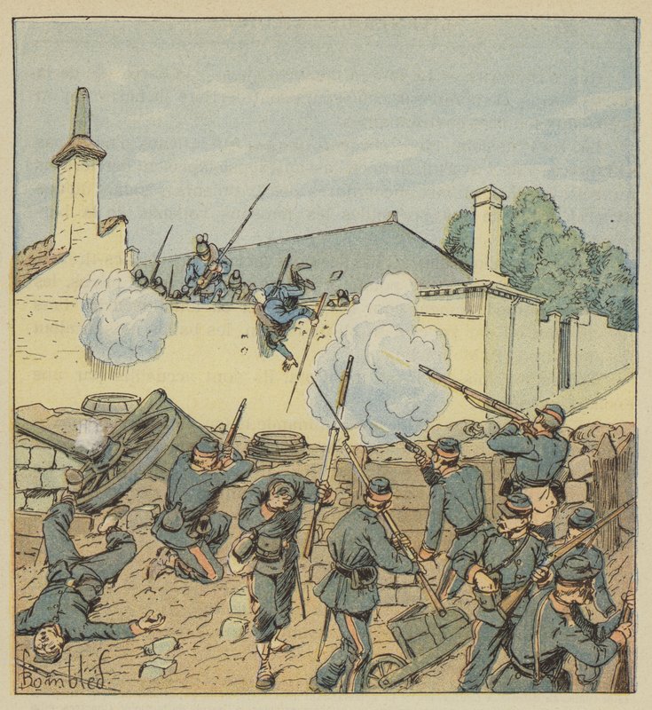 Overraskelse av barrikaden til rue Galante av after Louis Charles Bombled