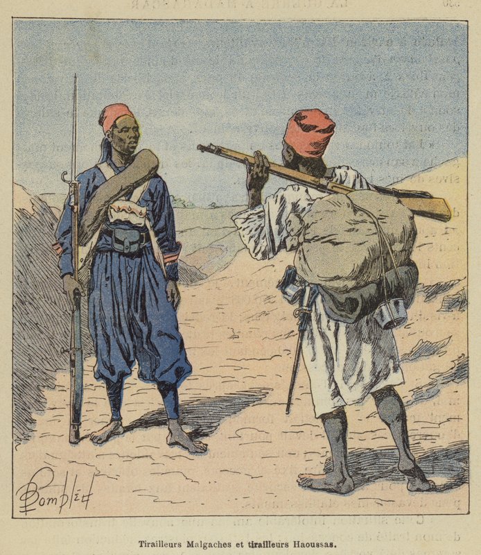 Madagaskiske trefninger og Hausa trefninger av after Louis Charles Bombled