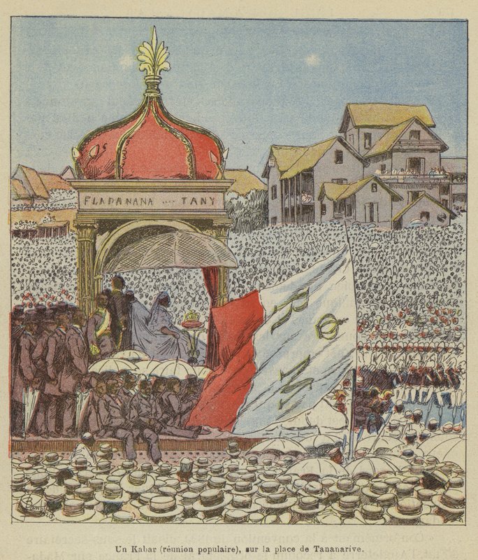 En Kabar (folkelig møte), på stedet til Antananarivo av after Louis Charles Bombled
