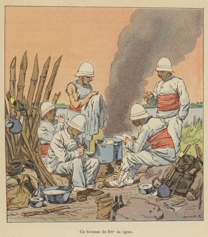 En bivuakk fra 200. linje av after Louis Charles Bombled