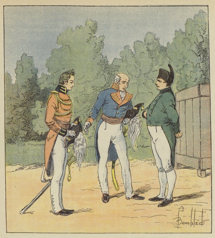 En engelsk kaptein presenterer en løytnant for Napoleon av after Louis Charles Bombled