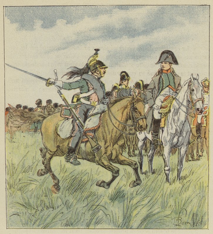 En drage advarer keiseren om sviket til en av hans generaler av after Louis Charles Bombled