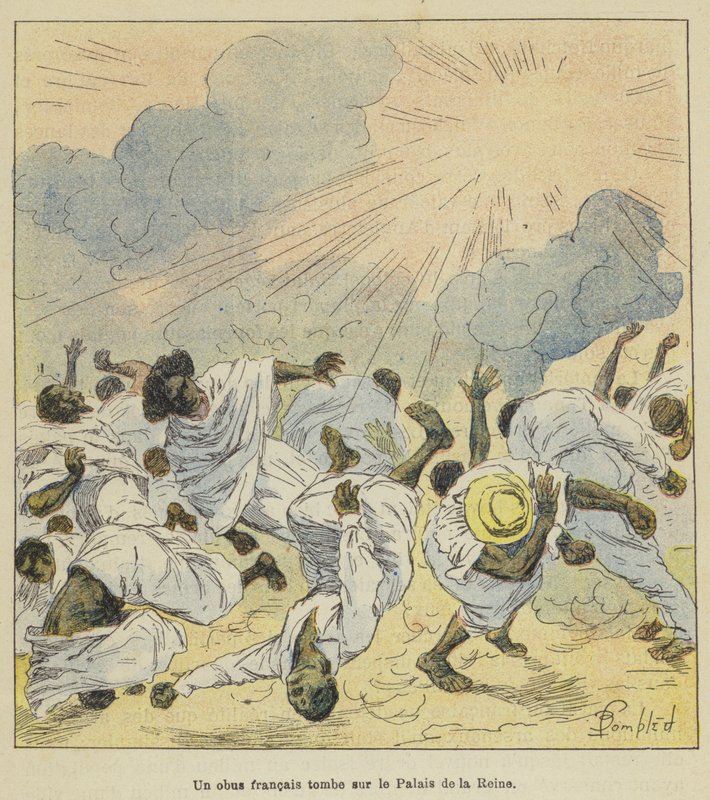 Et fransk skall faller på dronningens palass av after Louis Charles Bombled