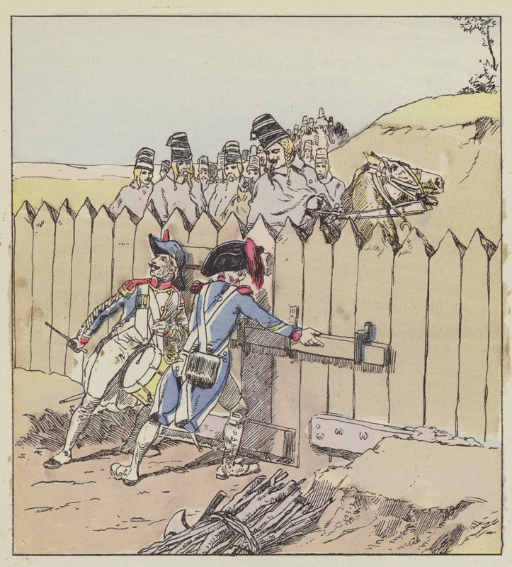 En sersjant fra Saint-Georges-garnisonen gjenkjenner de østerrikske husarene på deres nye frakker av after Louis Charles Bombled