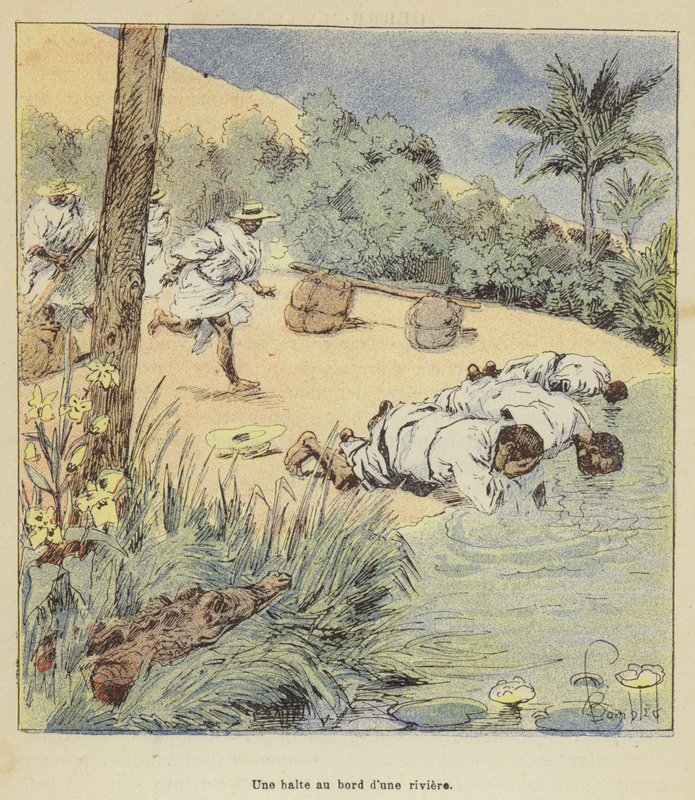 Et stopp ved kanten av en elv av after Louis Charles Bombled