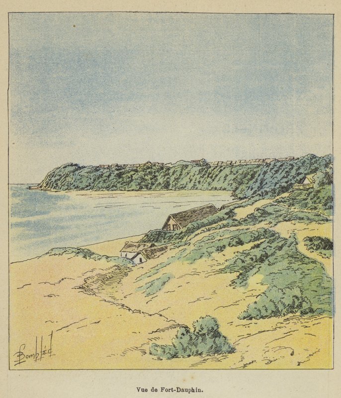 Utsikt over Fort Dauphin av after Louis Charles Bombled