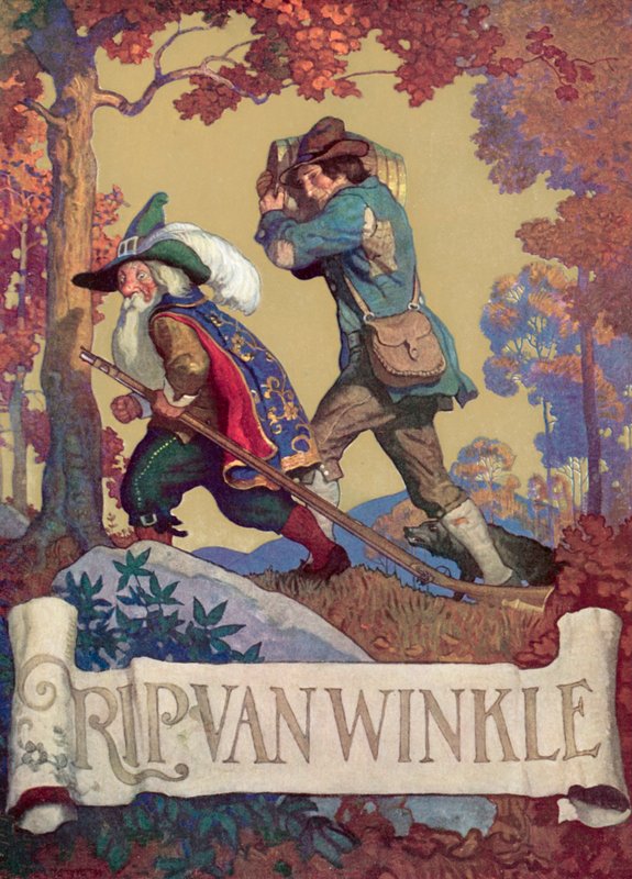 Omslagsillustrasjon for Rip Van Winkle av after Newell Convers Wyeth