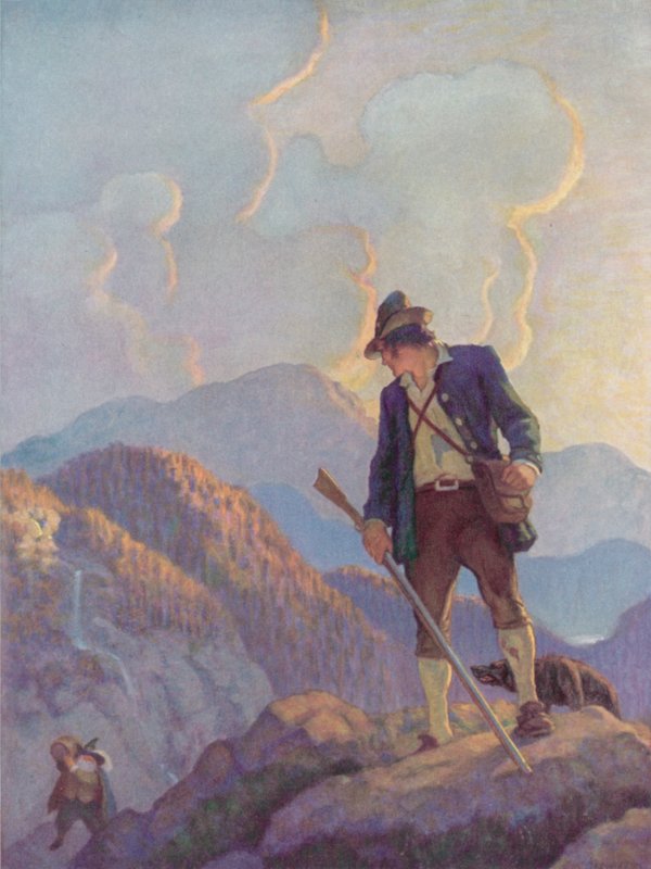 Illustrasjon for Rip Van Winkle av after Newell Convers Wyeth