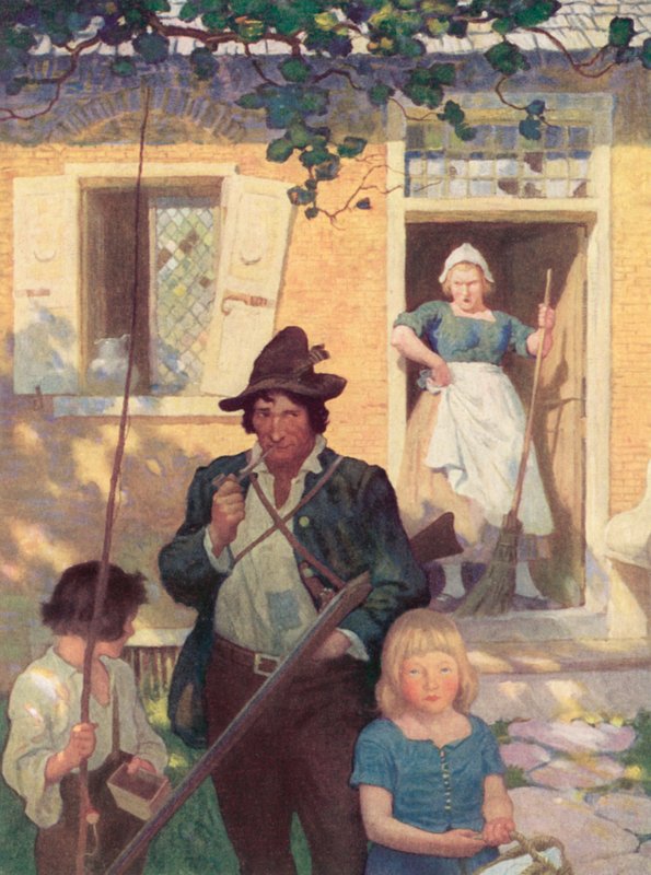 Illustrasjon for Rip Van Winkle av after Newell Convers Wyeth