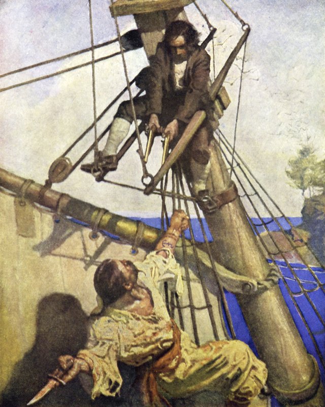 Illustrasjon for Treasure Island av after Newell Convers Wyeth