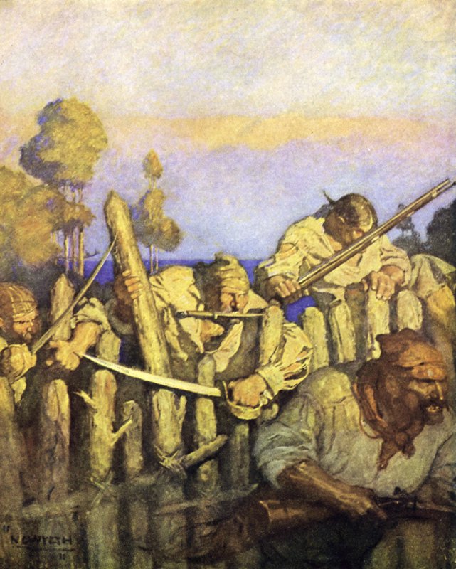 Illustrasjon for Treasure Island av after Newell Convers Wyeth