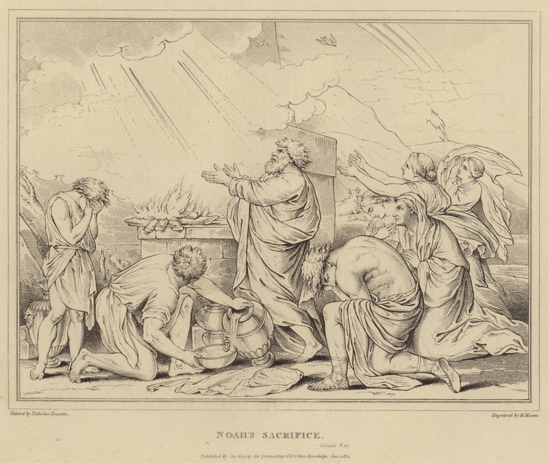 Noahs offer, 1. Mosebok av after Nicolas Poussin
