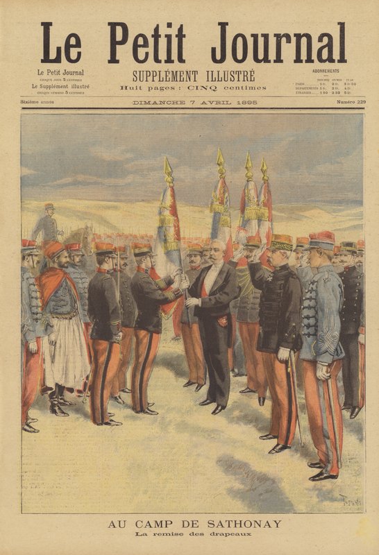 Militær seremoni i Camp of Sathonay av after Oswaldo Tofani