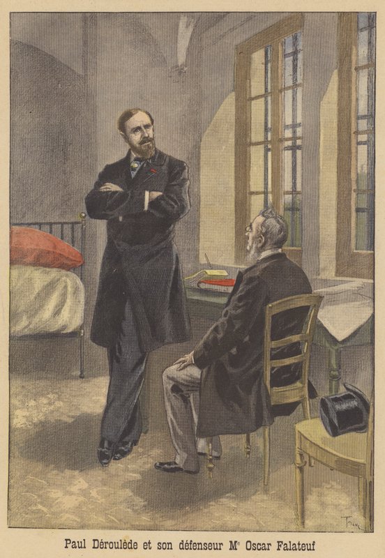 Paul Deroulede og hans forsvarer Oscar Falateuf av after Oswaldo Tofani