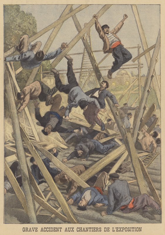 Alvorlig ulykke på stedet for Exposition Universelle i 1900 av after Oswaldo Tofani