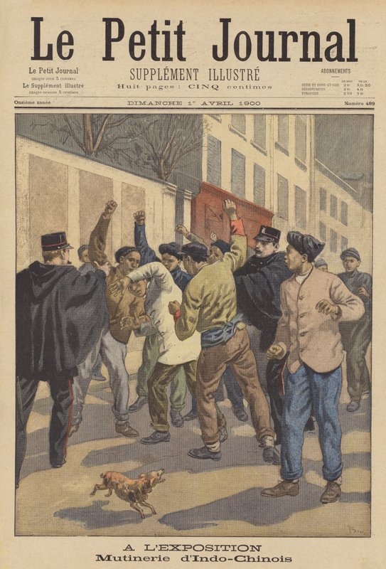 Problemer mellom indokinesiske arbeidere ved Exposition Universelle i 1900, Paris av after Oswaldo Tofani