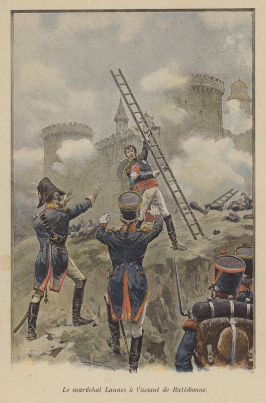 Marskalk Lannes ved angrepet på Ratisbon, 1809 av after Paris