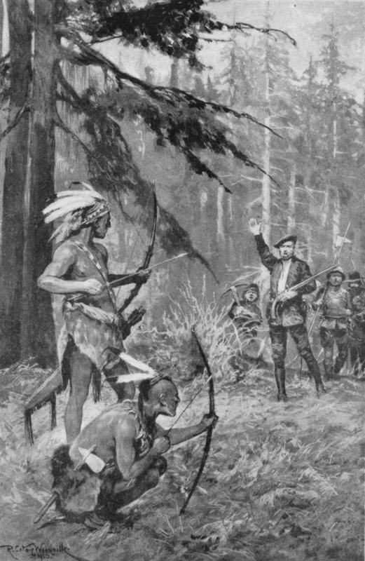 Jacques Cartier kommer over innfødte i en skog nær St Lawrence-elven av after Richard Caton II Woodville