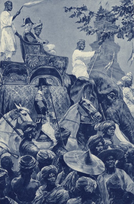Singapore, britene kommer inn i byen, overgitt av sultanen av Johore i 1824 for en sum penger av after Richard Caton II Woodville