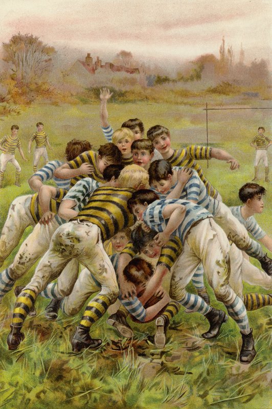 A Scrimmage (chromolitho) av after Stanley Berkeley