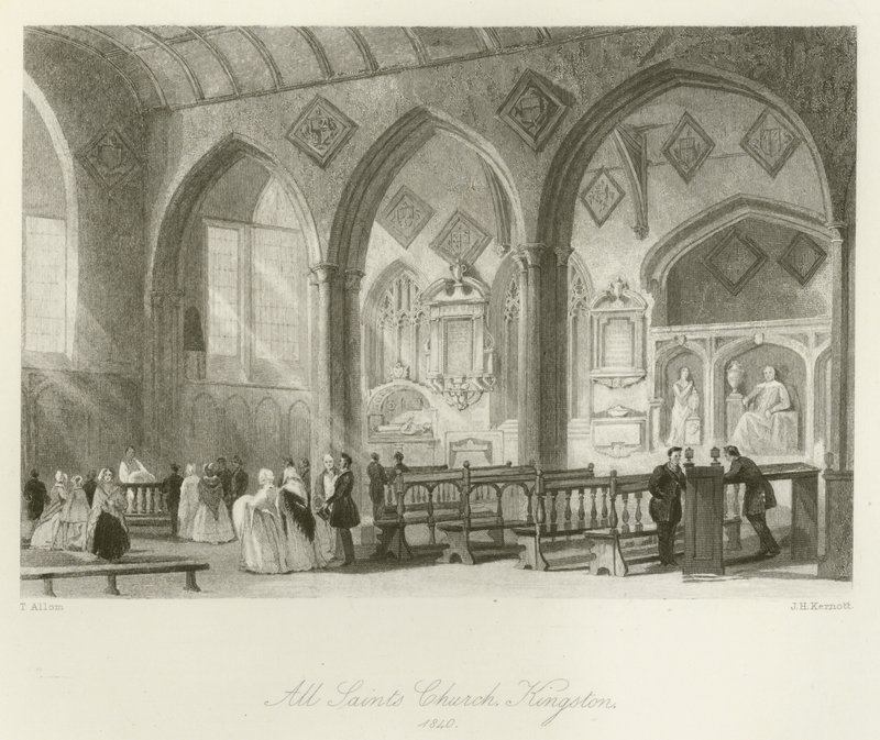All Saints Church, Kingston, 1840 av after Thomas Allom