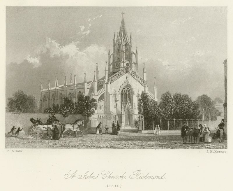 St Johns Church, Richmond, 1840 av after Thomas Allom