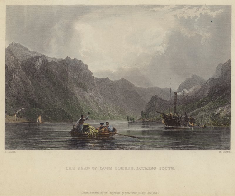 Hodet av Loch Lomond, ser sørover av after Thomas Allom