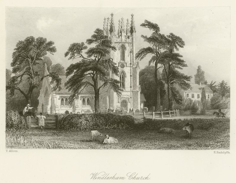 Windlesham kirke av after Thomas Allom