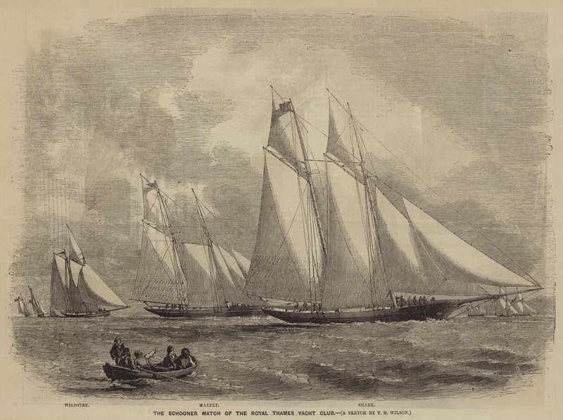 Schoonerkampen til Royal Thames Yacht Club av after Thomas Harrington Wilson