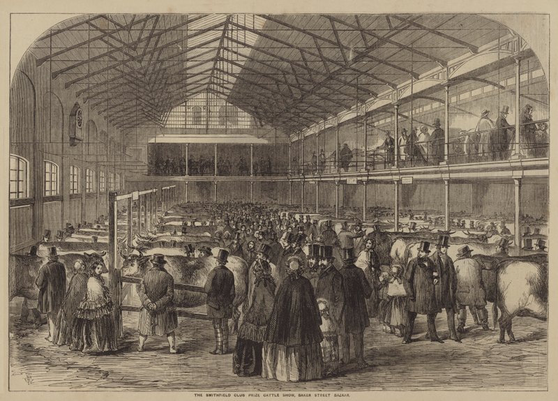 The Smithfield Club Prize Cattle Show, Baker Street Bazaar av after Thomas Harrington Wilson