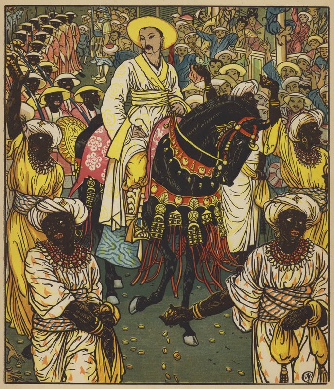 Aladdins prosesjon av after Walter Crane