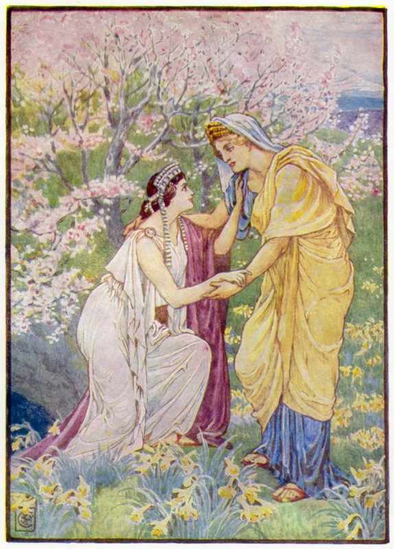 Demeter gledet seg, for datteren hennes var ved hennes side av after Walter Crane