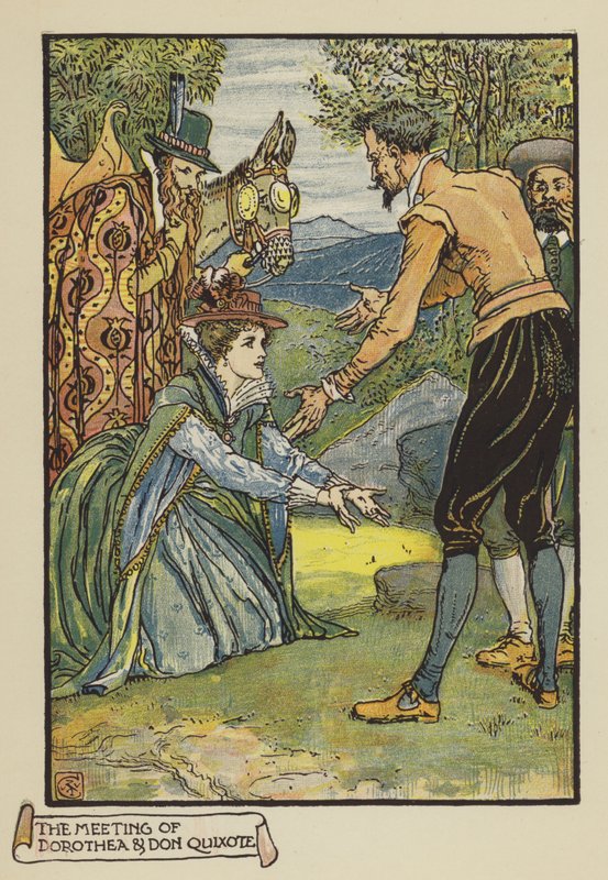 Møtet mellom Dorothea og Don Quijote av after Walter Crane