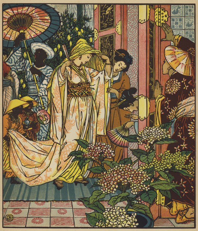 Prinsessen går i badet av after Walter Crane