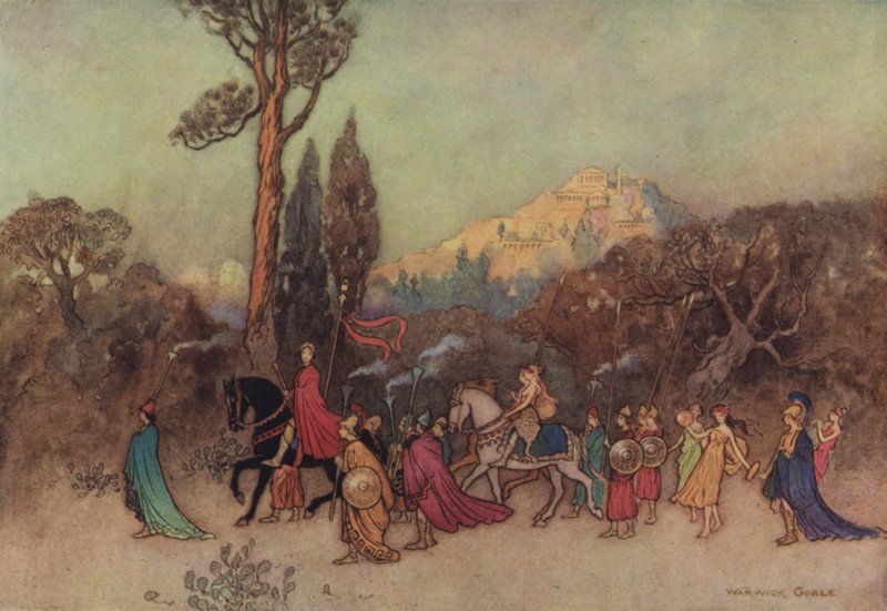 Geoffrey Chaucer, The Knights Tale av after Warwick Goble