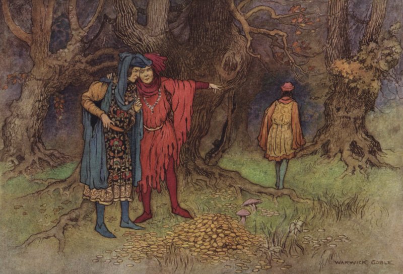 Geoffrey Chaucer, The Pardoners Tale av after Warwick Goble