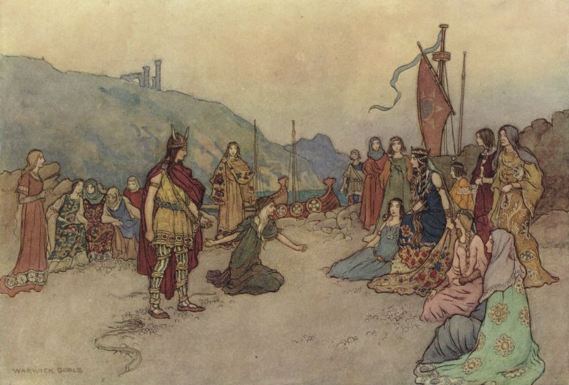 Geoffrey Chaucer, The Wife of Baths fortelling av after Warwick Goble